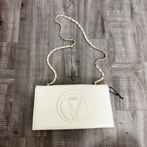 Valentino by Mario Valentino Lena Signature Leather Crossbody Cream White NWT - Picture 1 of 9